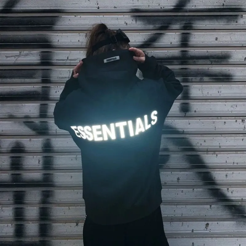 

2021 High Street ESSENTIALS Printed Reflective Cotton Men's Sweatshirt Travel Shopping Fashion Casual Jogging Thin Couple Outfit