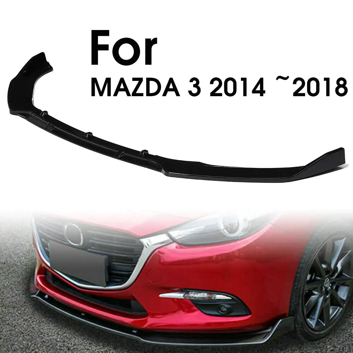 Разветвитель переднего бампера для MAZDA 3 axela блестящий черный чехол Накладка губ
