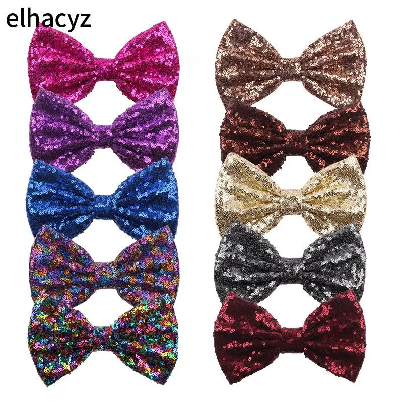 150 шт./лот 54 Цвета шикарный большой 7 дюймов Блестящий спутанный бант без зажима