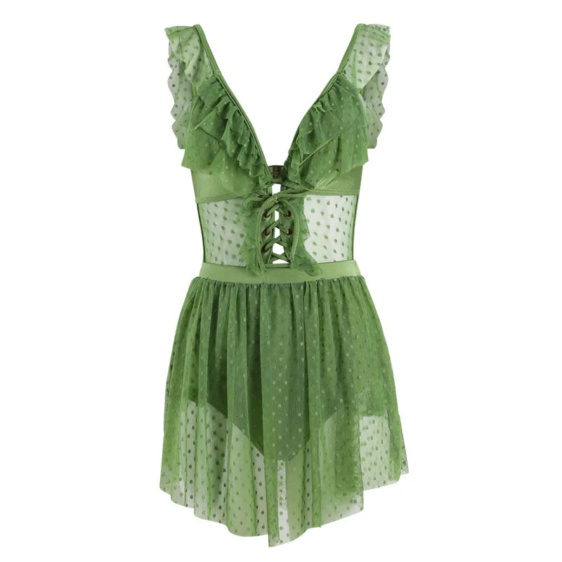 

Swimsuits Fused One-Piece Swimsuit Bikini One Piece May Female Beach Tankini Bathing Suit Women New 2020 Swimming Dress Lace