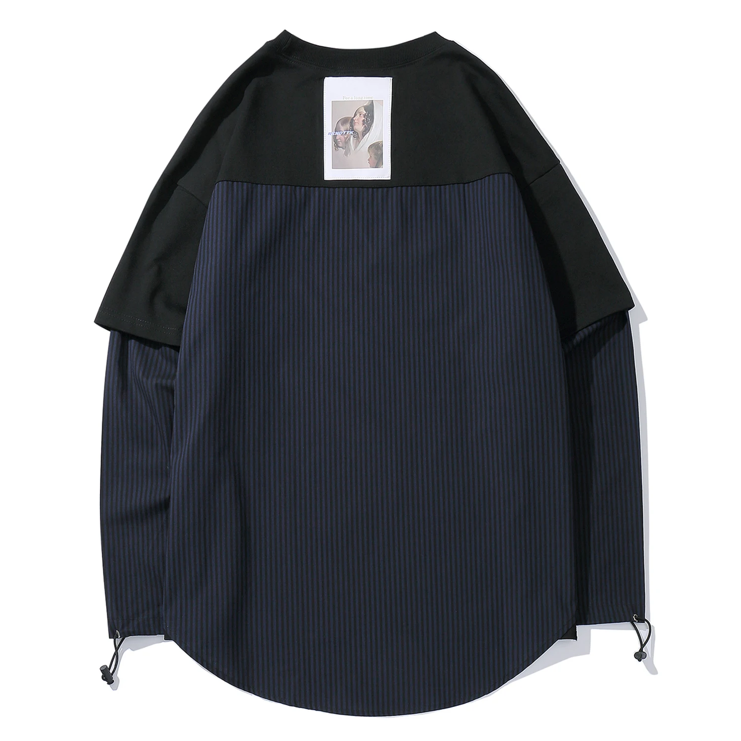 Лоскутная полосатая футболка с буквенным принтом в стиле хип хоп Харадзюку