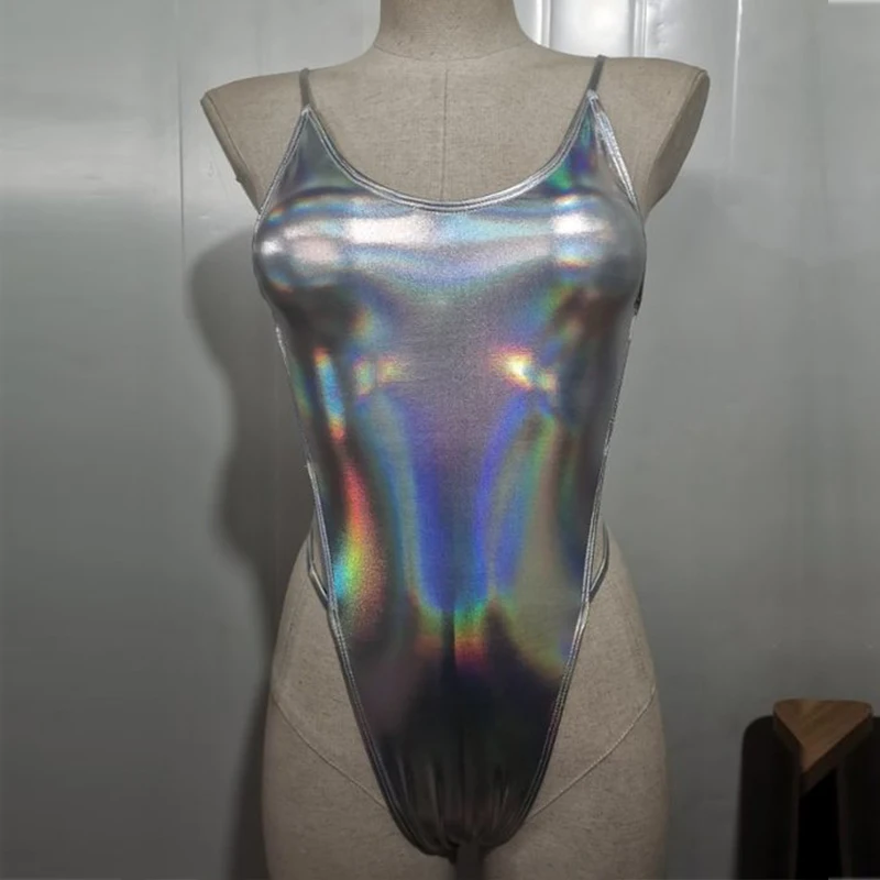 2020 Sexy Sparkling Shiny Women Swimwear One Piece Swimsuit Female High cut Monokini Backless Bather Bathing Suit Swim Bodysuit