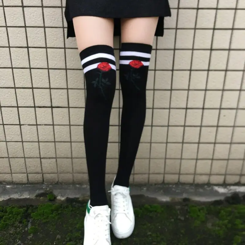 Теплые зимние женские гольфы полосатые розовые носки с рисунком пикантные