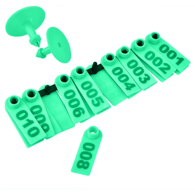 Animal Ear Tags Plastic Sheep Ear Tag Medium Livestock Number 001-100 Ear Tags for Pig Sheep Cattle Goat Animal Supplies 100PCS