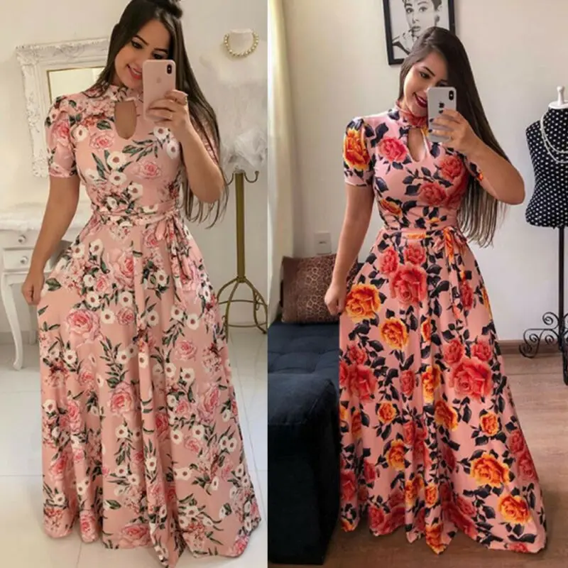 Женское длинное платье Повседневное с цветочным принтом женское вечернее лямкой