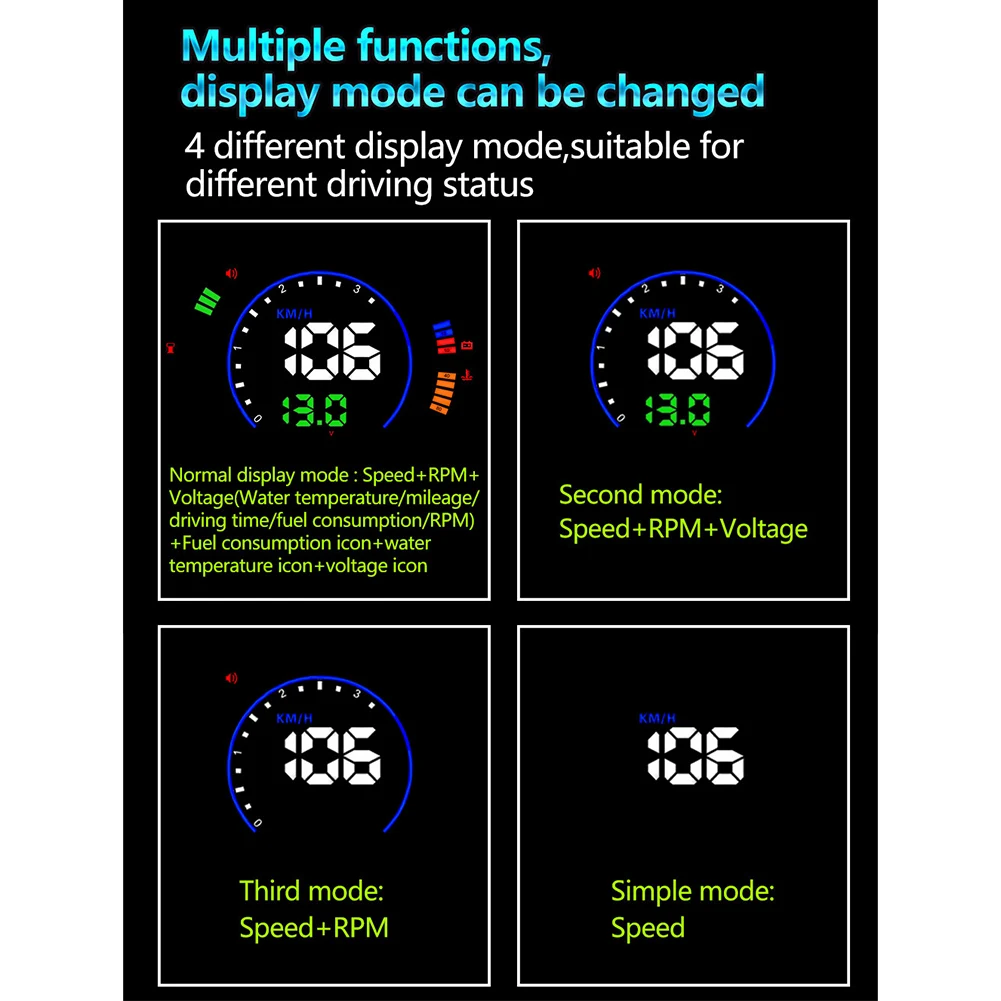 

Digital Speedometers Hud Heads Up Display 5.8inch Large Screen with Driving Odometer Overspeed Alarm TD326