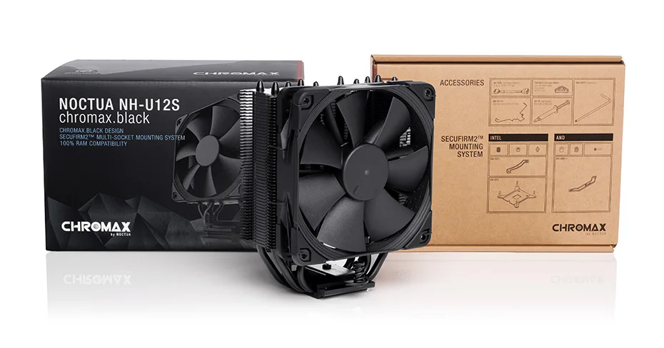 Noctua NH-U12S chromax. Черный Процессор кулер вентилятор охлаждения для Intel LGA 20662011115XAMDAM4 b120mm PWM бесшумный вентилятор (art.: 3920b6fc73b5a) - 3920b6fc73b5a