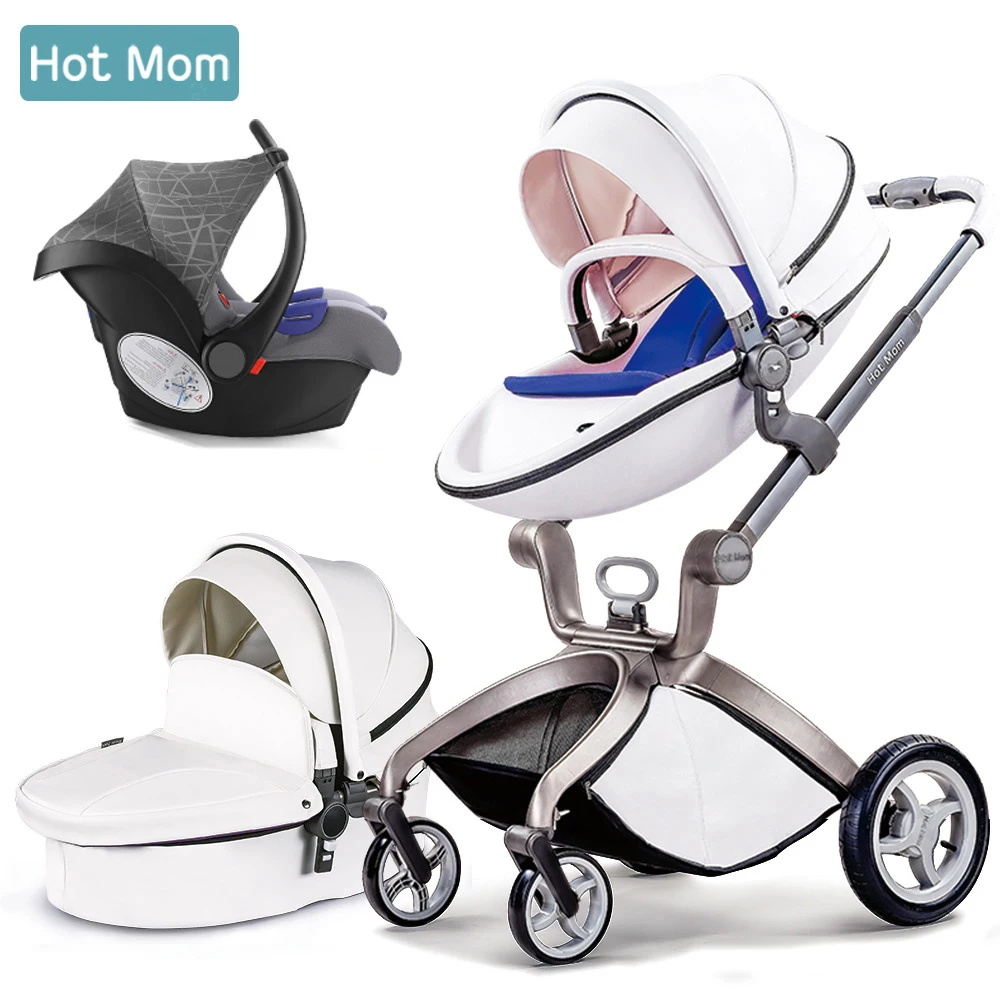 white car seat Детская коляска 3 в 1, популярная туристическая система для мам, высокая прогулочная коляска с люлькой в, складная коляска для новорожденных, F22 - Цвет: white car seat