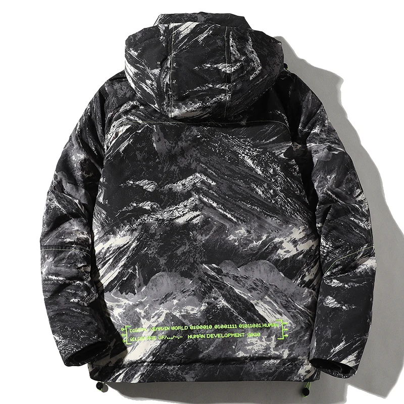 Covrlge Man Duck Down Jacket Light Thick Jackets Men's Hooded Fleece Jacket Ins Tooling Trend Big Pocket Down Jacket Men MWY036