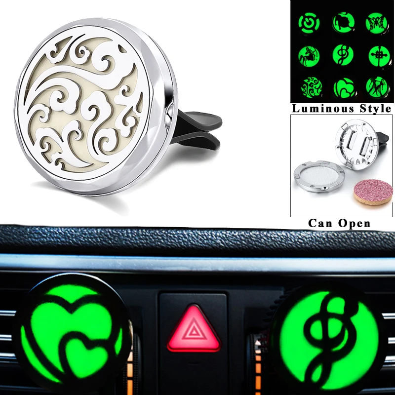 

Ocean Waves Car Diffuser Aromatherapy 30mm Luminous Magnetic Locket Vent Clip Stainless Steel Pendant