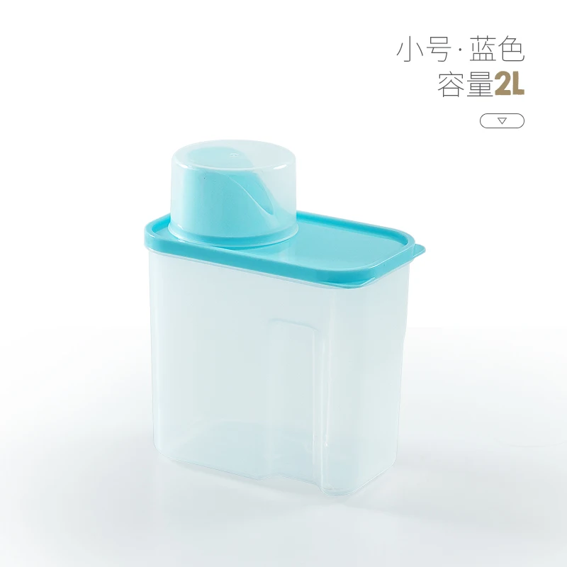 2L- Blue Креативная коробка для хранения стирального порошка для бытовой пластиковой прозрачной покрытой стиральной порошка баки-контейнеры для хранения mx3021449 - Цвет: 2L- Blue