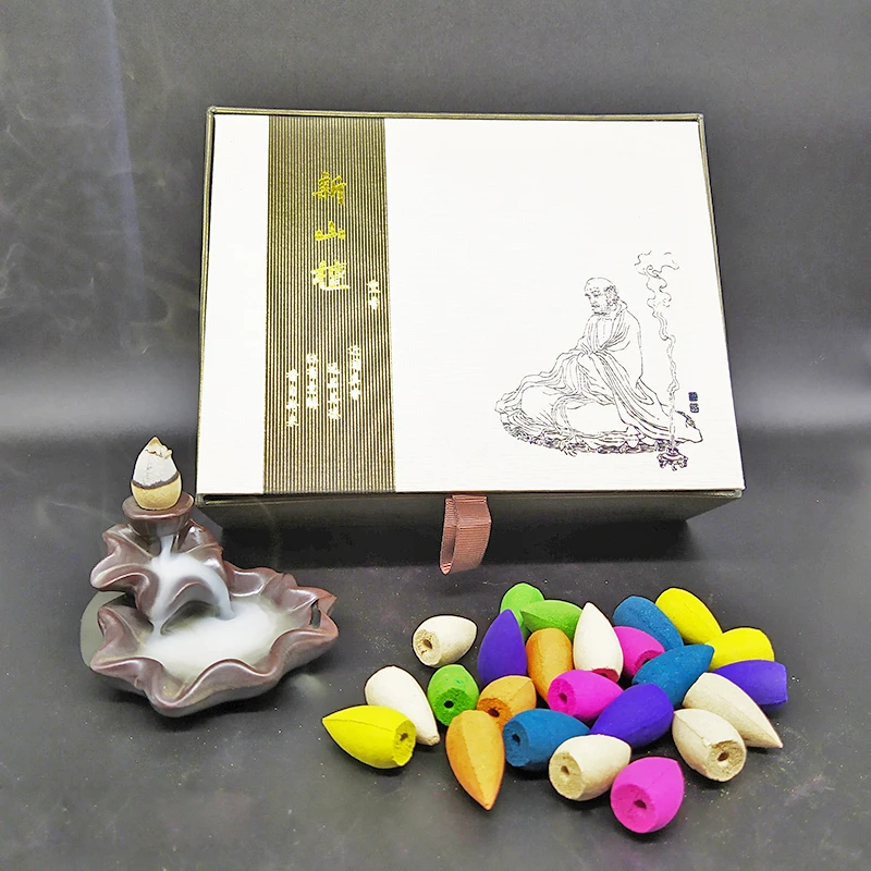 Тибетские конусы для благовоний в подарочной коробке с зажигательной горелкой +