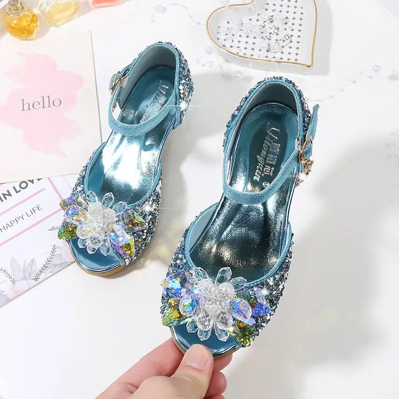 Женские сандалии элегантные вечерние туфли принцессы Эльзы на высоком каблуке