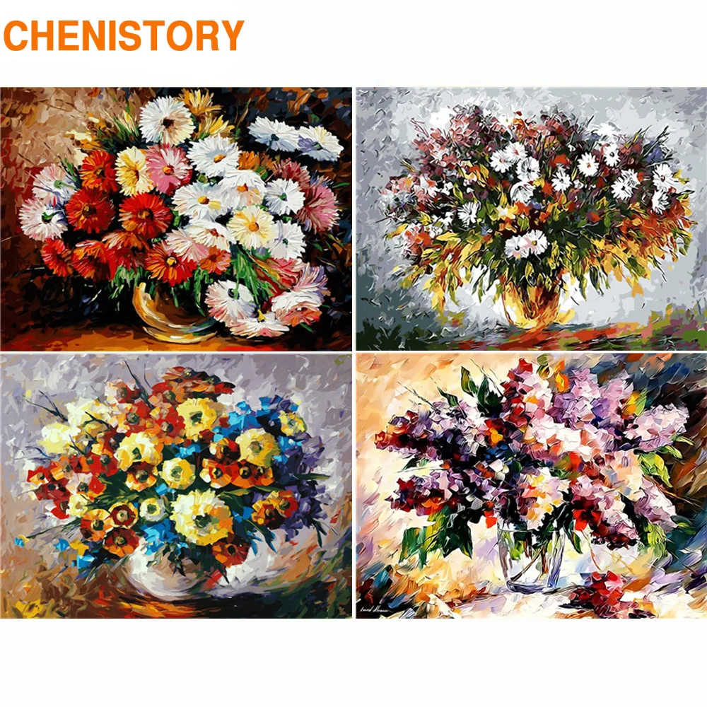 CHENISTORY Frame 60x75cm DIY Painting By Numbers Kit Flowers Acrylic Diy Paint For Home Decors Paints Artwork Gift | Дом и сад