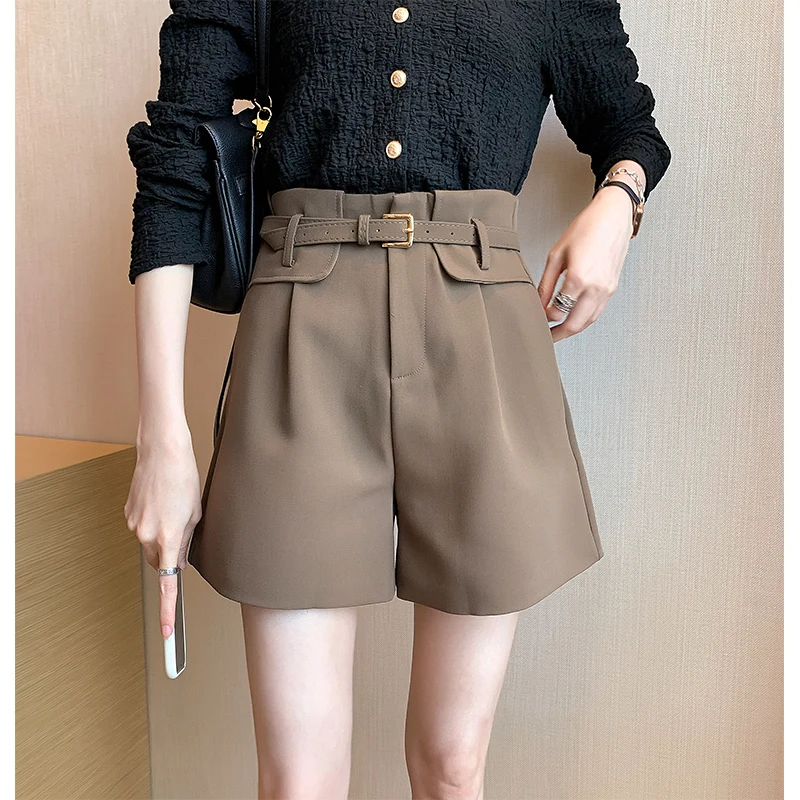 

Fashion Suit Shorts Female 2022 Spring Autumn New Korean High Waist A-line Wide-leg Pants Women's Clothing Boots Pants D1307