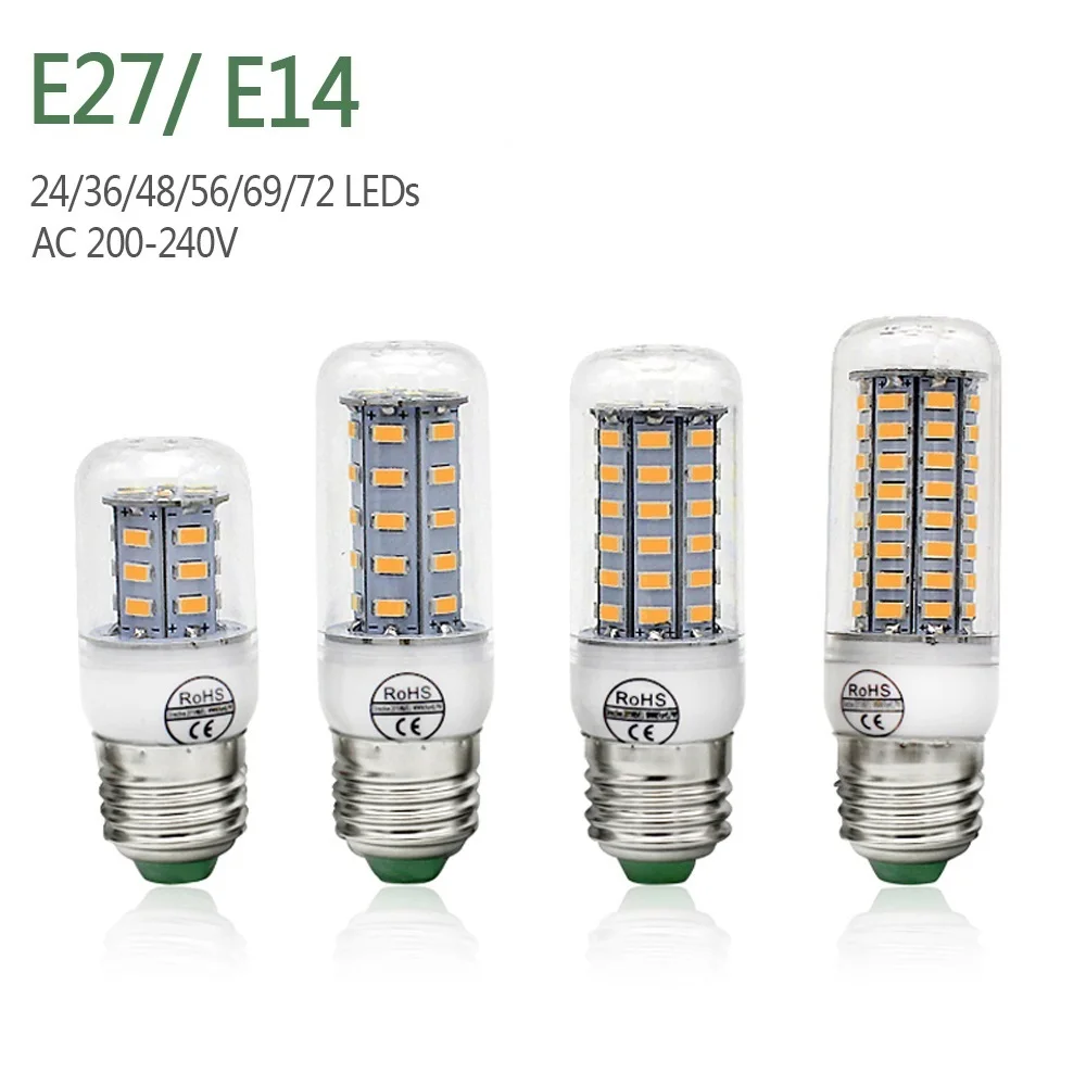 Светодиодная лампа E27 E14 кукурузная SMD5730 220 В светильник 24 36 48 56 69 72