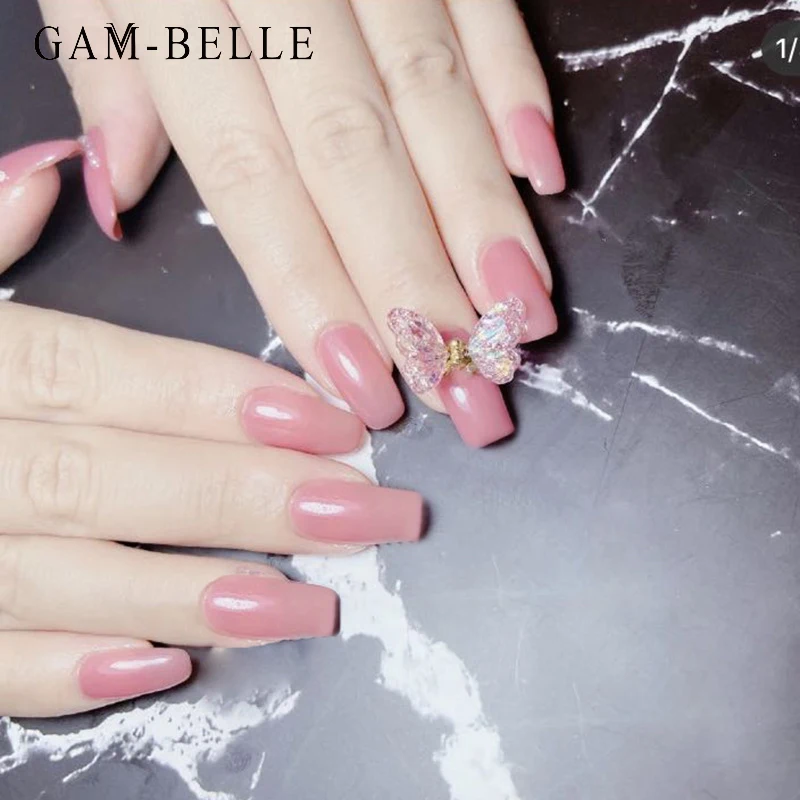 

GAM-BELLE 24 шт 3D голографические бабочки накладные ногти длинные балерины полное покрытие Искусственный пресс на кончики для ногтей DIY Маникюрн...