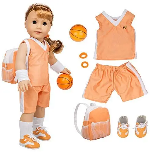 

Баскетбольная форма, наряд для американской девочки и 18-дюймовых кукол (набор из 8 шт.)-В комплект входят кукольная одежда и аксессуары преми...