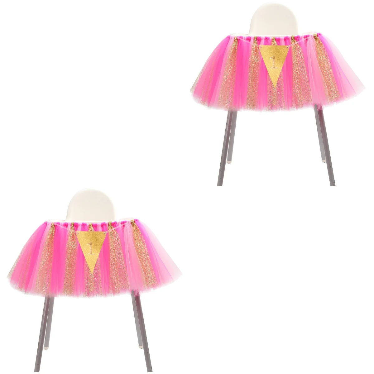 

2pcs 1st Birthday Baby Tutu Skirt for High Chair Decoration for Baby Shower Party Supplies (Pink, Rosy, Gold)