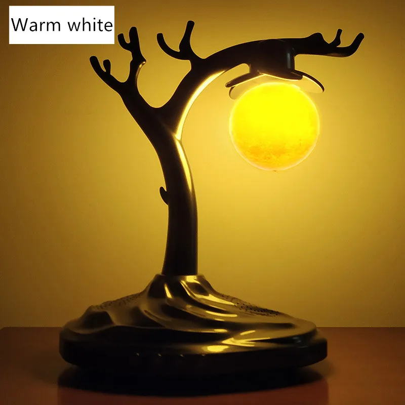 구매 새로운 디자인 자기 부상 소리, 달 고대 나무 매달린 블루투스 스피커 부동 3D 인쇄 달 램프 휴일 선물