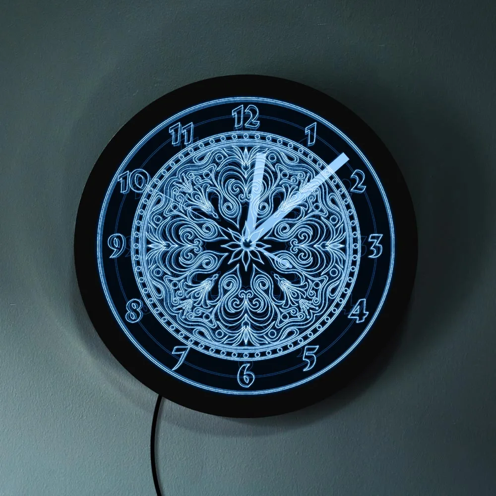 Светодиодные настенные часы с абстрактной мандалосветодиодный ритуальный