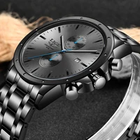 lige 2022 new watches mens stailess steel black clock male waterproof sport quartz watch top brand luxury wrist watch for men