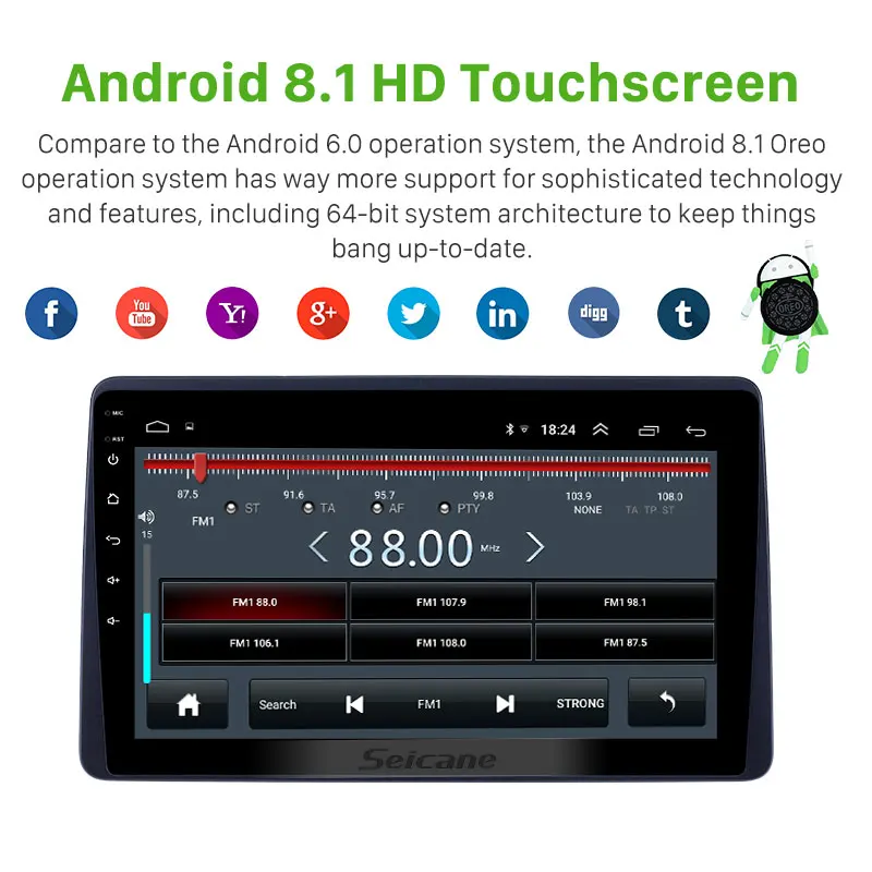 Автомобильный GPS радиоприемник Seicane 10 1 дюйма Bluetooth сенсорный экран HD Android 8 для Renault