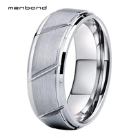 unique tungsten ring for men women wedding band brushed grooved beveled finish 8mm comfort fit