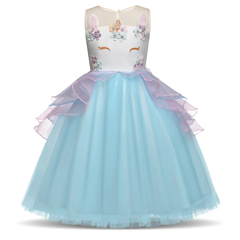 Summer Girls Unicorn Party Dress New Designer Children Prom Ceremonies Gowns Tutu Fluffy Dresses Birthday Princess 8 Years | Детская