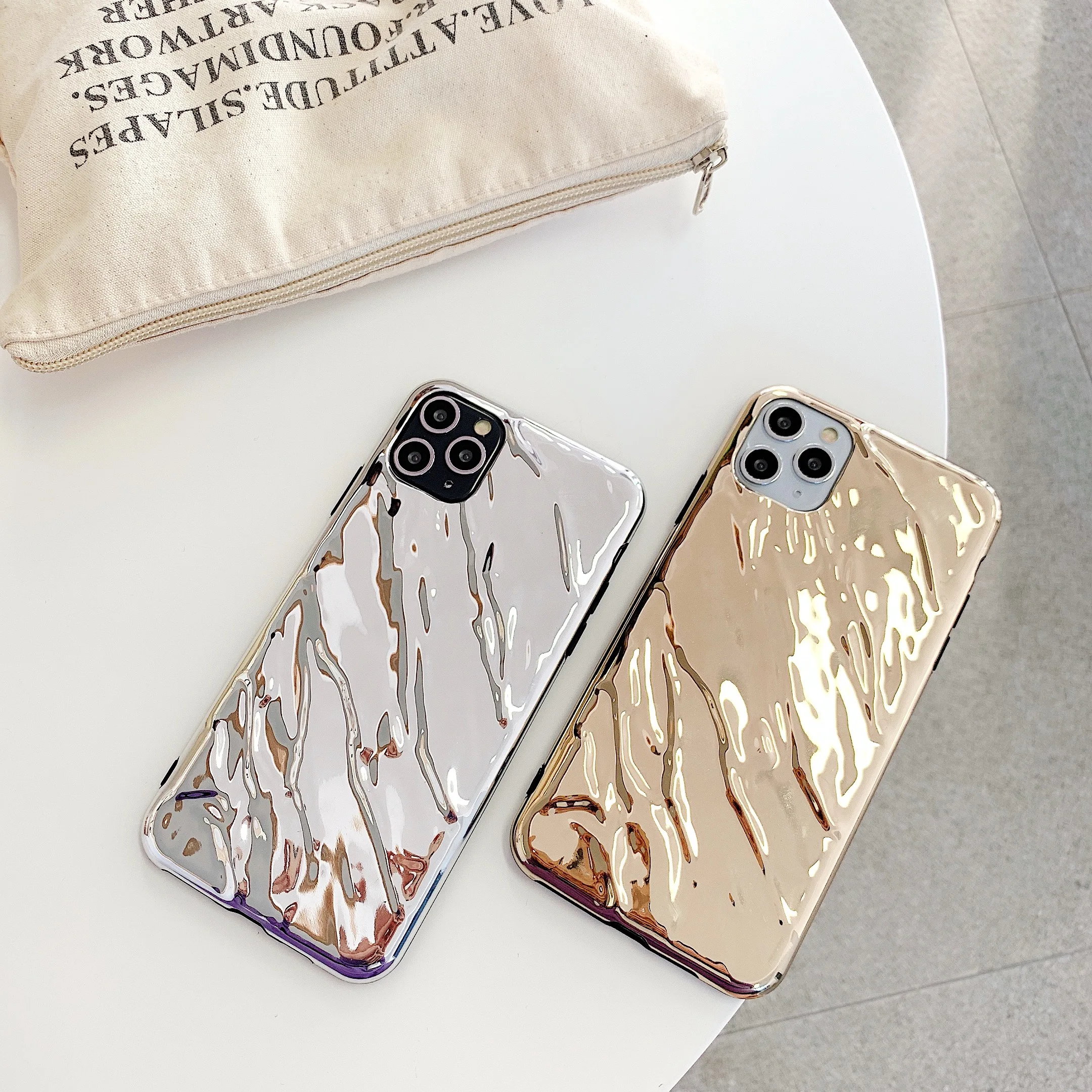 3D Dream Shell Plating Silver Gold Foil Wave Phone Case for iPhone 11 Pro XS Max XR X 7 8 Plus Glitter Soft Silicone Back Cover |