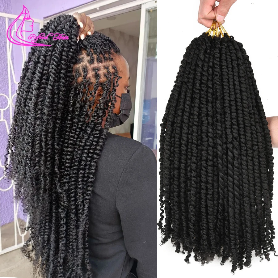 Pre Twisted Passion Twist Bomb Twist Crochet Hair Synthetic Spring Twist Pre Looped Braiding Hair Extension for Women 16Roots/pc