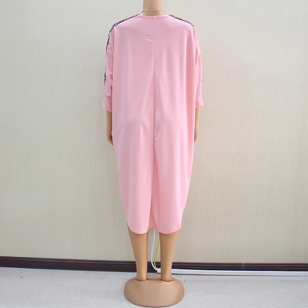 Женское платье в африканском стиле расшитое блестками богемное с рукавами