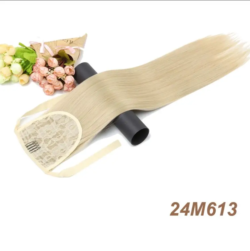 Xinran22 дюйма, 1 шт., конский хвост, волосы для наращивания, прямые, на заколках, синтетические, на шнурке, шиньоны, конский хвост, волосы для наращивания для женщин - Цвет: 24613