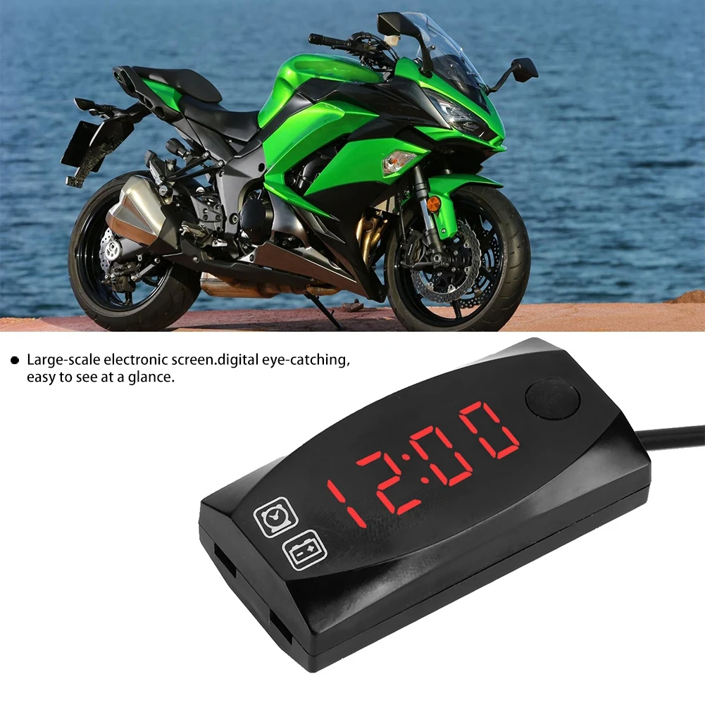 Вольтметр 2 в 1 светодиодный для мотоцикла с большим электронным дисплеем