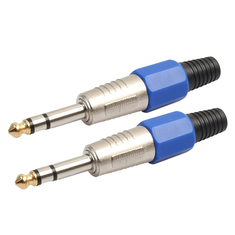 

2Pcs 6.35mm Connector Zinc Alloy Shell and PVC Tail Buffer Adhesive Audio Jack Amplifier Microphone 1/4 inch Male Plug Adapter