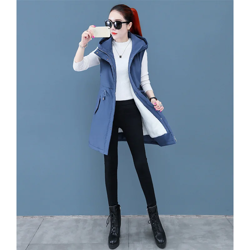 

Women's Parker Plus Size Cotton Vest 2021 New Winter Hooded Fashion Slim-fitting Black Apricot Blue Temperament Top Coats GH428