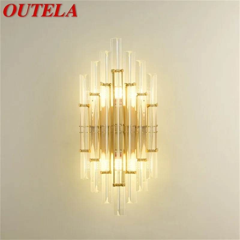 

OUTELA Crystal Wall Sconce Lamp Modern Bedroom Luxury Gold LED Design Balcony Decorative For Home Indoor Corridor