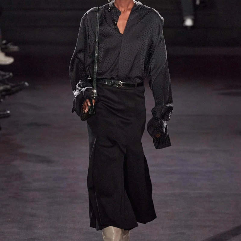 

Early Spring New Style Leopard Print Long Sleeve Temperament Single Breasted Shirt Belt Slim Fit Half Skirt Suit High Quality