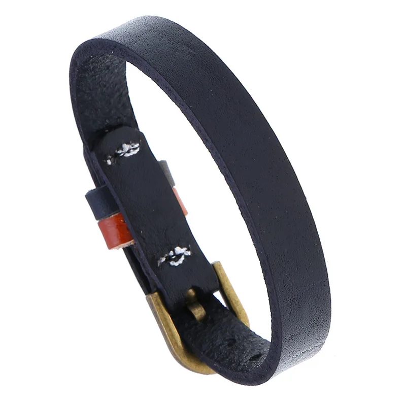 Браслет мужской из натуральной воловьей кожи с пряжкой экологического сплава |