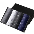 Высококачественные мужские трусы брендовые боксеры с принтом, нижнее белье U выпуклое, сексуальные мягкие дышащие трусы 4 шт.компл.