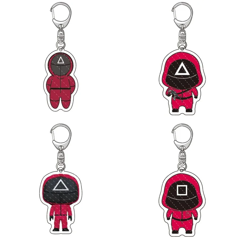 

Hot Anime Squid Game Round Six Keychain Acrylic Figure Keyrings Funny Bag Key Chains Fashion Car Pendant Fans Collection Gift
