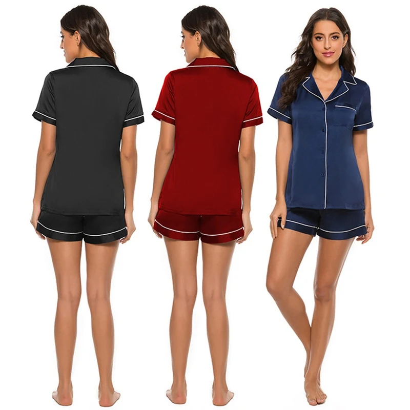 

Ladies Summer Solid Color Short-sleeved Pajamas Casual Home Service Suit S-2XL Women's Homewear