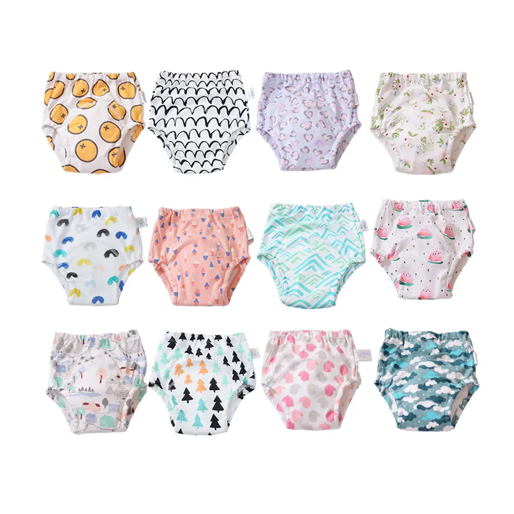 50 pcs Waterproof Reusable Baby Kids Cotton Potty Training Pants Infant Shorts Underwear Cloth Diaper Nappy Panties wholesale