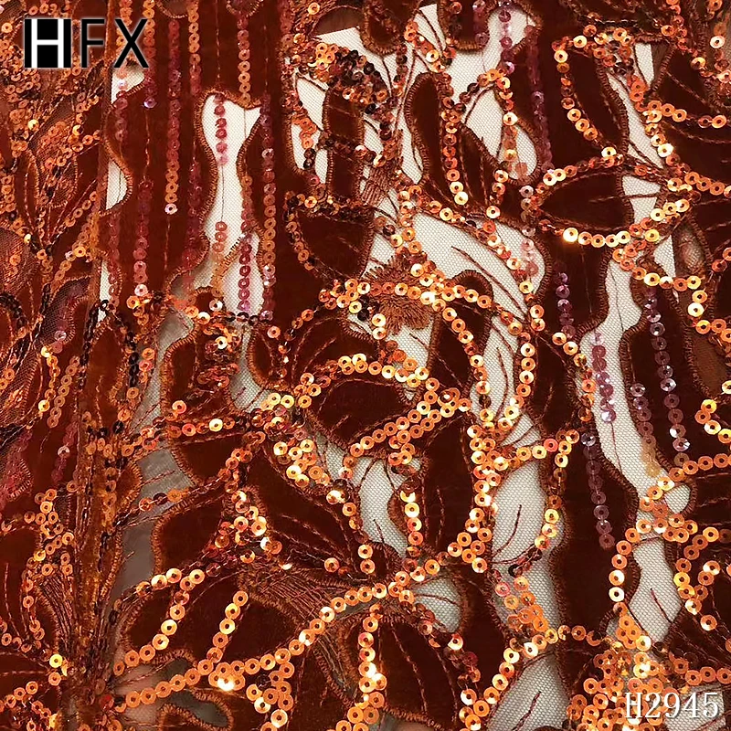 HFX Новое поступление африканская кружевная ткань с блестками нигерийская для