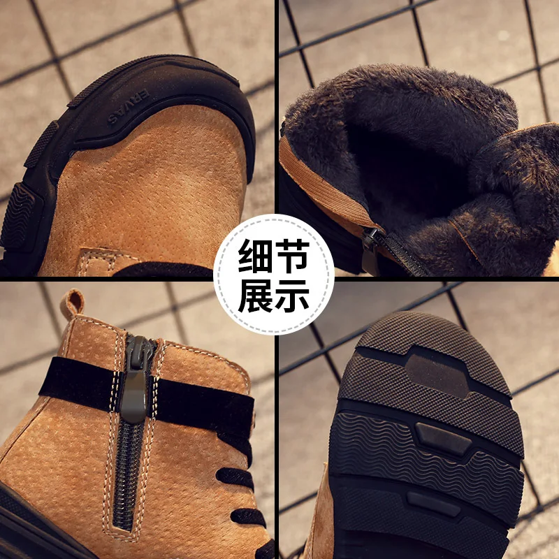 Зимние новые детские ботильоны Модные Винтажные ботинки мартинсы для мальчиков