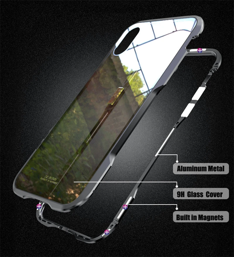 Новая версия металлический адсорбционный Магнитный чехол для Coque iPhone X Магнето со