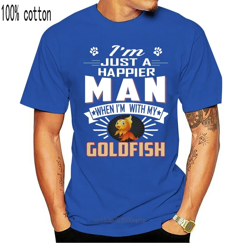 

Новинка, забавная футболка, счастливее, Мужская футболка с золотой рыбкой, Мужская футболка
