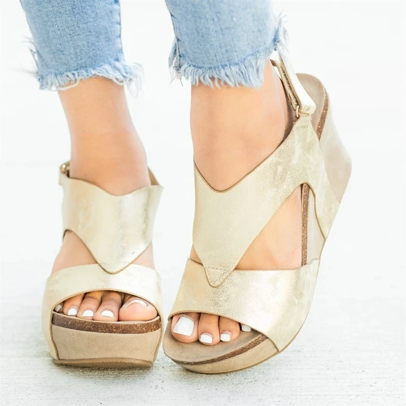 HEFLASHOR/Новинка 2020 года женские сандалии на танкетке модные босоножки платформе и