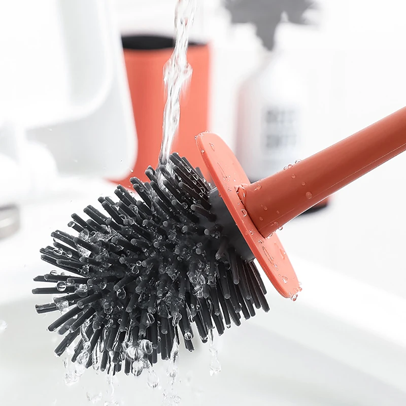 Silicone TPR Toilet Brush Holder For WC Bathroom Accessories Drainable Cleaning With Storage Base Home Tool | Дом и сад