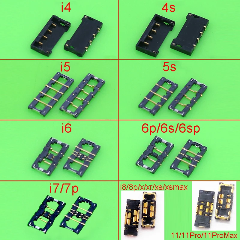 

Inner Battery Connector Clip Motherboard For iphone 4s 5s 6 7 8 plus X Xs Max XR 11 12 Pro Max SE 2020 Inline FPC Battery Holder